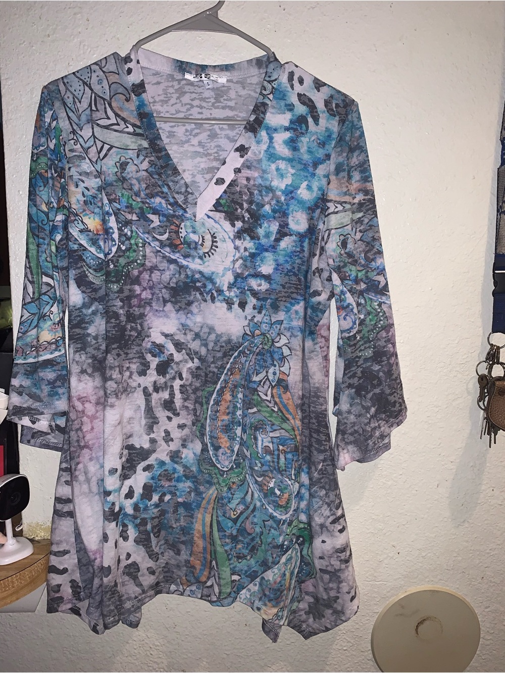 Colorful Paisley V-Neck Tunic Top